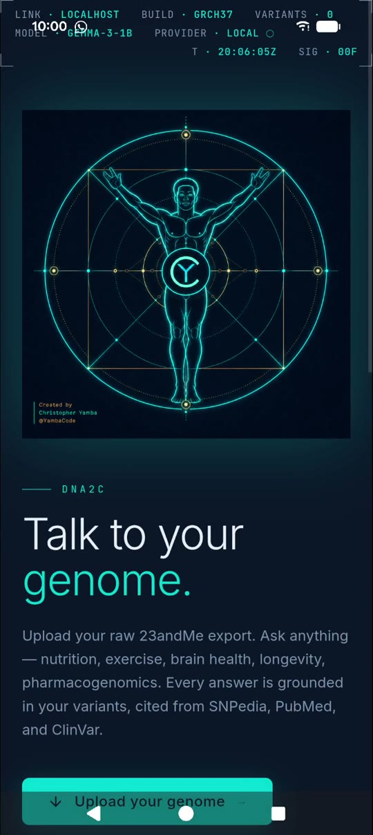 DNA2C running on a phone — talk to your genome